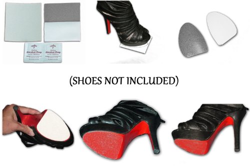 Shoe Bottoms Slip Resistant Shoe Sole Cover Protector for Heels Self-Stick Pads - Available in Clear, Black, or Red (Clear)