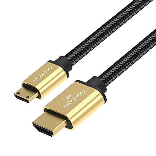 8K Mini HDMI to HDMI Cble SIKAI Ultra High Speed HDMI 2.1 Cable Support 8K@60Hz, 4K@120Hz, 48Gbps, eARC, HDR10, HDCP2.2 Compatible with Camera, Camcorder, Laptop, Raspberry Pi Zero W (25cm)