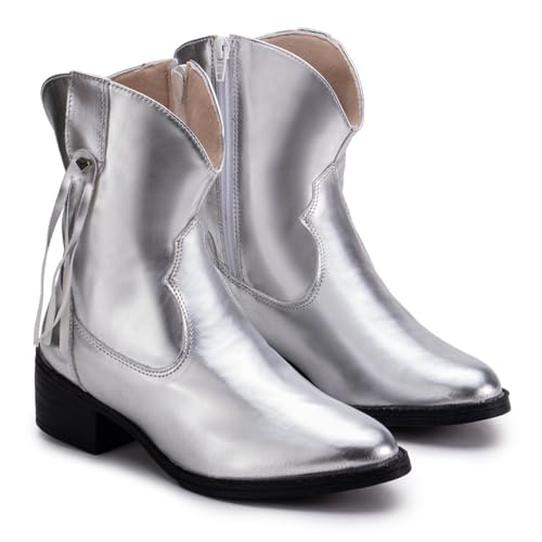 Bota Western Feminina IZA GuGi 218-GG Com Franja (Prata,40)