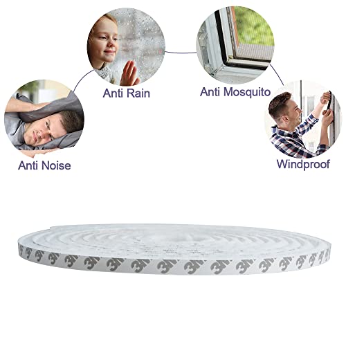 16.5 Ft Brush Weather Stripping, Self-Adhesive Pile Weatherstrip For Sliding Doors And Windows Frame Side, Felt Seal Strip Weatherproof Soundproof Dustproof(11/32 X 11/32 Inch, White) #TOP5