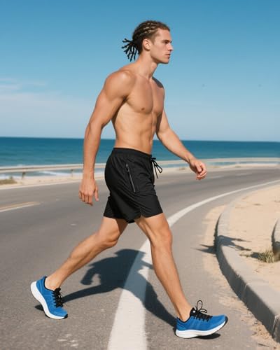 JIHUILAI Men's Swim Trunks with Elastic Mesh Lining Slim Fit Quick Dry Mens Bathing Suit 5 Inch Inseam Zipper Pockets XS-2XL3