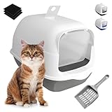 Raganet, Arenero/Inodoro para Gato Cerrado de 50cm X 35cm X 33cm, Caja de Arena para Gatos con Tapa y Puerta Abatible,...
