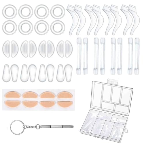 Image of MAYCREATE 50PCS Eyeglasses Retainers Sets, Silicone Anti-Slip Eyeglass Holder, Comfort Ear Grip Hooks Protectors for Spectacle Sunglasses Reading Glasses Eyewear