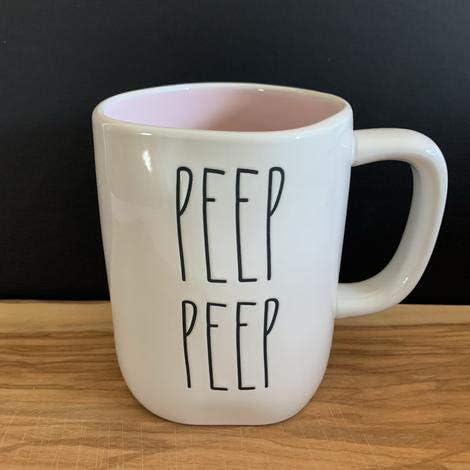 Rae Dunn PEEP PEEP Mug - Pink interior - Ceramic - EASTER - very rare!