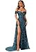 Ontoefy Satin Off Shoulder Prom Dress for Women 2026 Mermaid Long Evening Gown with Slit Champagne 8