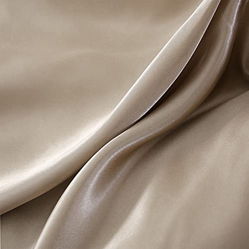 Joydream Queen Satin Duvet Cover Set Silky Satin Duvet Cover Sets Khaki Silk Duvet Cover With Hidden Zipper Design Comforter Cover Ultra Luxury And Soft 1 Duvet Cover & 2 Pillowcases #TOP5
