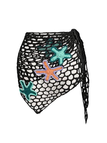 Image of ZAFUL Sarong Coverups for Women Beach Vacation Fishnet See Thru Tie Side Bathing Suit Cover Up Mini Skirt