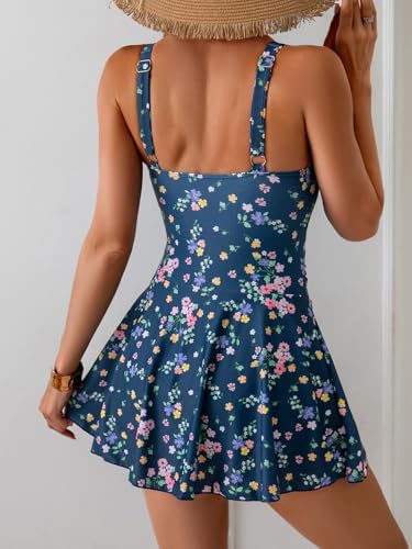 Image of Aidonger One Piece Swim Dress Swimsuits for Women Tummy Control Swimdress Skirt Bathing Suit