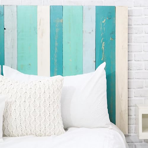 Barn Walls Serenity Mix Design, Multicolored, Solid Wood Panel, Leans and Sticks on Wall, Smooth Finish, Anti-Shake, Rattle Free, Headboard Queen Size