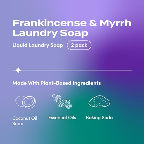 Image of Indigo Wild Zum Clean Laundry Soap - Plant-Based Liquid Laundry Soap - Contains Baking Soda, Essential Oils & Saponified Coconut Oil - Frankincense & Myrrh Scent - 64 fl oz (2 Pack)