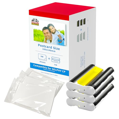 Cassette d'encre pour Canon Selphy KP-108IN kit de remplacement couleur Double Dragon