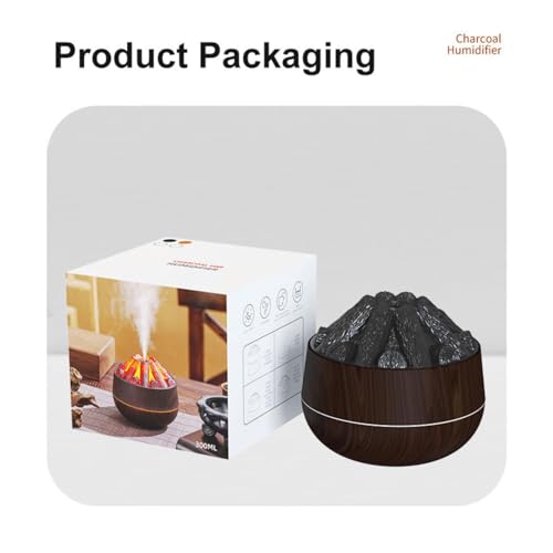 Image of Charcoal Flame Humidifier & Diffuser | LED Atmosphere Light, Aromatherapy Oil Diffuser | Noiseless & Safe with Auto Power Off for Home /Office