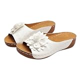 Sandalias Confort Mujer Zapatos Ortopedicos Mujer Pantuflas de Exterior Con Tacón Inclinado Y Pantuflas Nuevas de Talla Grande Con Abertura Tipo Pez Y Casuales Sandalias Cuña Pies Anchos Informales