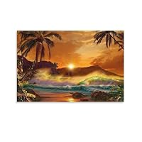 Amazon.co.jp: 青い海 ラッセン 海の眺め 黄金の夕日の中のクジラ