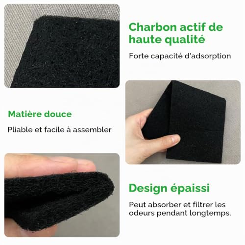 Aihoom 4pcs Filtre Charbon Filtres À Odeur De Carbone, Odor-Resistant, Charcoal Filters for Litter, Compatible with Compost Bins, Easy to Replace - 3