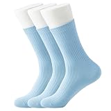 SRYL womens Super soft Combed cotton socks 3-Pairs,(Multicolor may choose) C310 (3 pairs-Light blue)