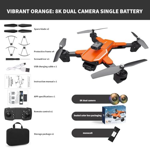 Drone 968 Pro Com Motor sem Escova E Câmera Dupla UHD De 8k Com Câmera Remota Profissional (Laranja)