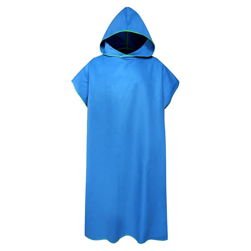 GenericTowel, Poncho Changing Towel Quick-Dry Robe with Hood Microfiber Beach Blanket Bath Towel Swim Towel Wetsuit Beach Poncho for Adult (Blue)