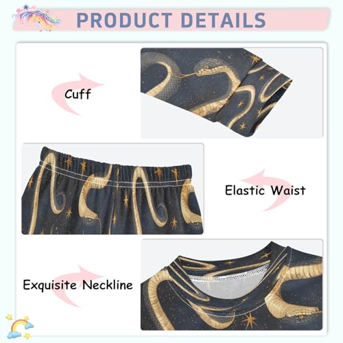 Pajama Sets Long Sleeve Pattern with Snakes and Stars Soft Comfy Sleepwear 2 Piece PJS 3-8T4