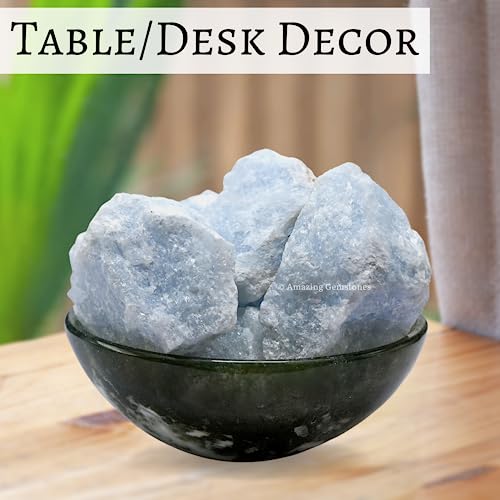 Image of Amazing Gemstone Blue Calcite Crystal for Sleep Raw Crystals and Healing Stones, Natural Rocks for Tumbling - DIY Raw Stones and Crystals, 2 Pieces