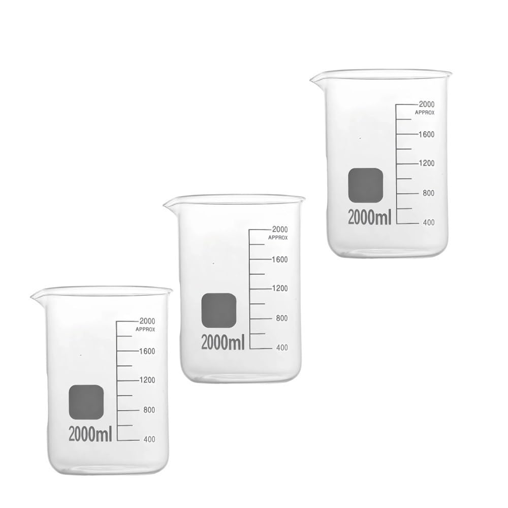 Récipient en verre de laboratoire Bécher en verre de qualité supérieure for verrerie laboratoire, capacité 2000ml, gradué borosilicate alimentaire, 1 pièce