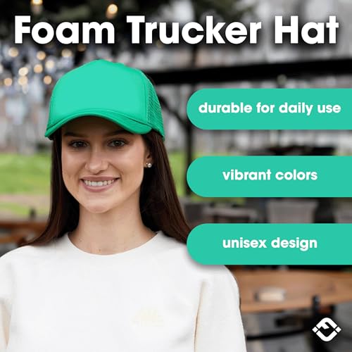 Image of Funky Junque Foam Trucker Hat, Trucker Hats for Women & Men - Blank Adjustable Snapback Mesh Back Baseball Cap