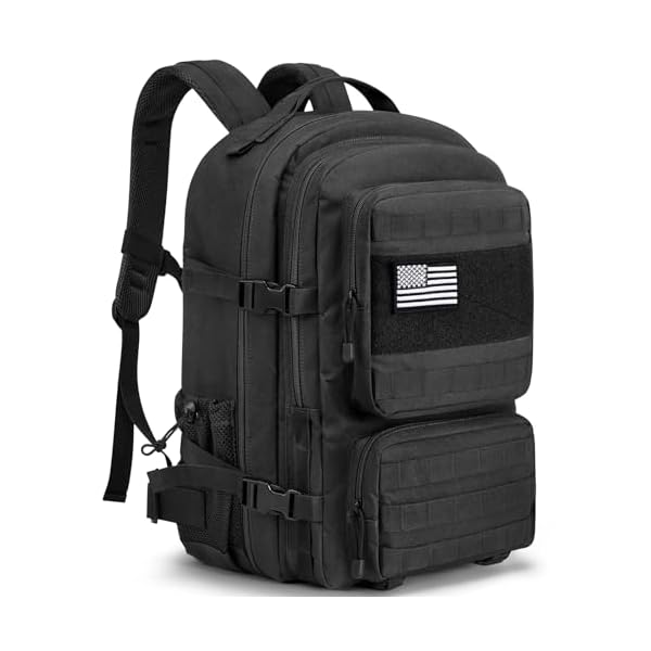 G4Free Large Military Tactical Backpack for Men 3 Day Pack Molle Backpack Army Rucksack for Hiking, Camping, Travel (Black)