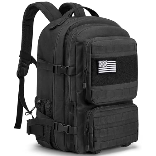 G4Free Large Military Tactical Backpack for Men 3 Day Assault Pack Molle Backpack Army Rucksack for Hiking, Camping, Travel (Black)