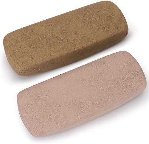 Arqumi Glasses Case, 2 Pack Hard Shell Sunglasses Case PU Leather Portable Eyeglass Case Box for Men Women Student