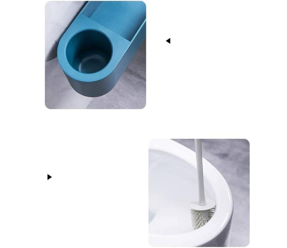 Cepillo de Limpieza Escobilla De Inodoro Y Soporte Escobilla De Inodoro Montada En La Pared Con Estante De Almacenamiento Sin Taladrar Escobilla De Silicona Para Inodoro De Baño Cepillo de Baño