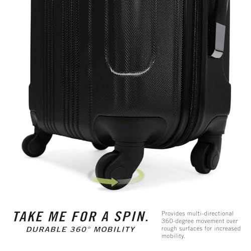 Image of Kenneth Cole REACTION Out of Bounds Lightweight Hardshell 4-Wheel Spinner Luggage, Midnight Black, 20-Inch Carry On