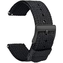 TStrap Nylon Watch Strap 18mm - Quick Release Watch Band Soft Black - Canvas Military Wtach Bands for Men Ladies for Smart watch Bracelet Replacement with Black Clasp