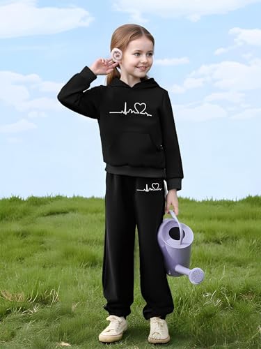 4-8T Girls Clothes Letter Print Tie Dye Hooded Long Sleeved Top +Tie Dye Long Pants Outfits Set3