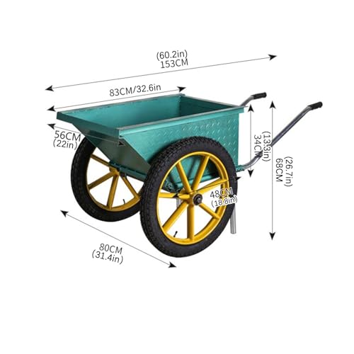 Carretilla de Jardín GUAWJRZDP, 2 Ruedas, Cart de Jardinería, Heavy Duty con Ruedas Todo Terreno, para Jardín y Agricultura, Verde miniatura 2