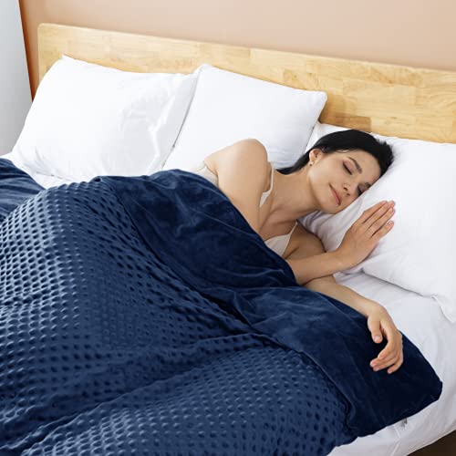 Image of yescool Weighted Blanket with Cover (10 lbs, 41 inch x 60 inch, Cobalt Blue) Heavy Blanket for Sleeping Perfect for 60-90 lbs, Breathable Blanket with Premium Glass Bead, Machine Washable