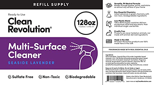 Image of Clean Revolution Multi Surface Cleaner Refill Supply, Non-Toxic, Eco-Friendly & Plant-Based, Ready to Use, Seaside Lavender, 128 Fl Oz (1 Gallon)