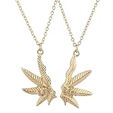 LUX ACCESSORIES Gold Tone Best Buds BFF Friends Marijuana Weed Necklace Set (2pc)