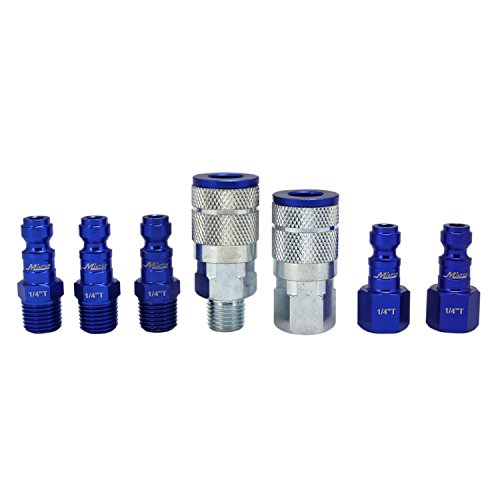 Milton ColorFit Coupler & Plug Kit (5 Piece), T-Style 1/4 NPT Blue, S-307TKIT