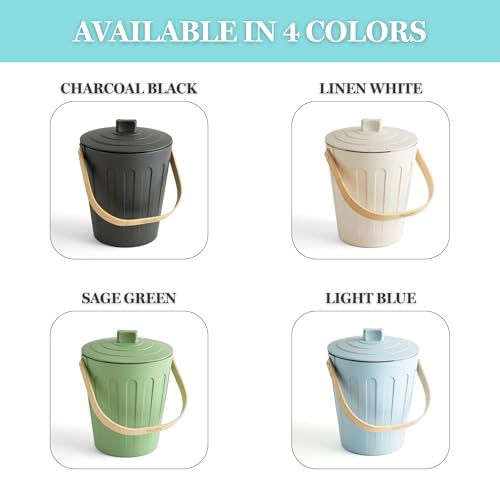 Martha Stewart Indoor Compost Bin | Countertop Composting Bucket for Kitchen | .7 Gallon Capacity | Includes Filter | Plant Based Materials | Light Blue - Image 5