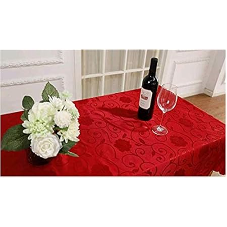 Amazon Pichidr Jp テーブルクロス クリーム色 テーブルカバー 田園風 花柄 模様 クリスマス 厚手 撥水 拭きやすい 飾り布 多用途 レッド 140 180cm テーブルクロス オンライン通販