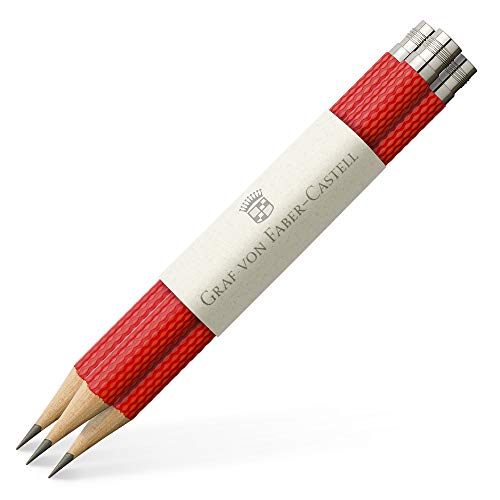 Graf Von Faber-Castell 118669 3 Lápices De Bolsillo (Cortos Con Rosca), India Red