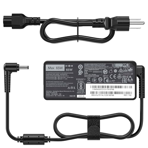 VRAVEK 65W Laoptop Charger Compatible with Lenovo IdeaPad 1 3 5 Flex 4 5 6 1470 1480 1570 1580, Ideapad 110 330 330s 510 520 530s 710s S145 S340 Yoga ADLX65CDGU2A 20V/ 3.25A AC Adapter Power Cord