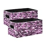YETTASBIN Pink Purple Camo Felt Storage Baskets with Handle, Collapsible Open Storage Bin Drawers Storage Box for Shelf Closet Office Bedroom...