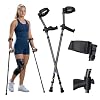in-Motion Forearm Crutches | Spring Assist Crutches for Adults | Walking Crutch with Ergonomic Handle | Articulating Tips | Size Short (4'2 - 5'5) | Lightweight & Durable | Charcoal | 350lb Capacity