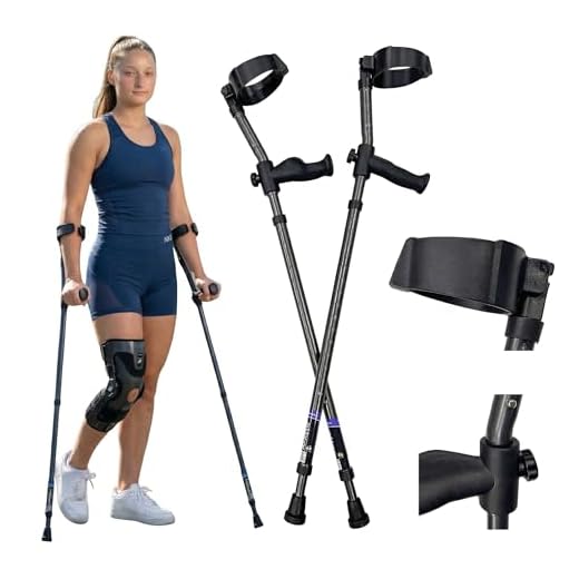 in-Motion Forearm Crutches | Spring Assist Crutches for Adults | Walking Crutch with Ergonomic Handles | Articulating Tips | Size Tall (5'3" - 6'8") | Lightweight & Durable | Charcoal