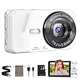 QZTCAMERA デジカメ 4K デジタルカメラ 6400万画素 Type-Cケーブルでスマホ連動 タイムプラス録画機能 2.8インチ大画面 オートフォーカス 18倍デジタルズーム セルフタイマー ループ録画 LEDライト USB充電式 コンパクト ウェブカメラ機能 軽量 修学旅行/子供カメラ/初心者/入学式 三脚穴付き 日本語取扱説明書付き 32gカード付属 型番A59 (ホワイト)