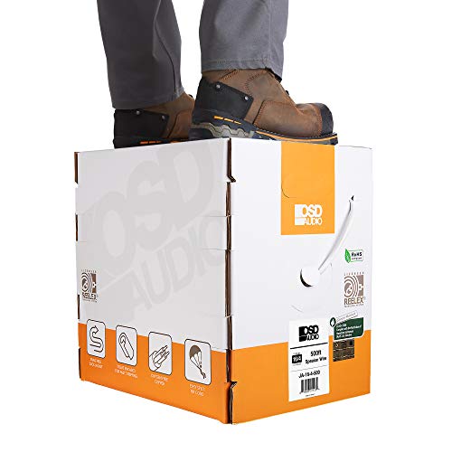 Exclusive Discount 50% Price OSD 16/4 Speaker Wire 16 AWG/Gauge 4 Conductor UL List In Wall Direct Burial Graded CL2/CL3 Oxygen Free Copper OFC 500 Foot Snag Free Easy Pull Heavy Duty Box - White