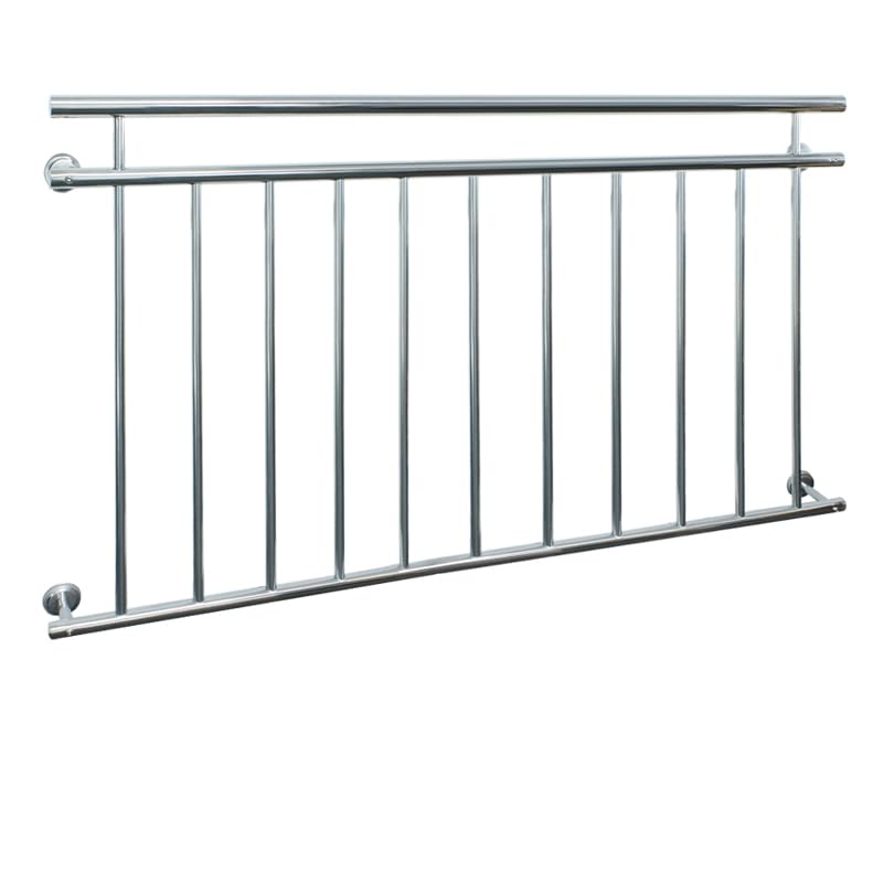 ECD Germany Barandilla de Balcón Estilo Francés 156x90 cm con 11 Barras Transversales de Acero Inoxidable Plateado Brillante Diseño Moderno y Resistente, Baranda de Terraza para Puerta o Ventana