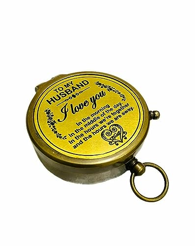 Brújula Grabada "To My Husband" con Estuche de Cuero, Compass de Navegación miniatura 1