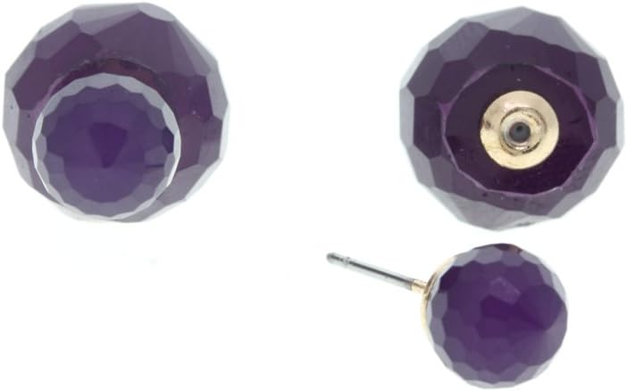 Purple Resin Gold Tone Double Sided Earrings